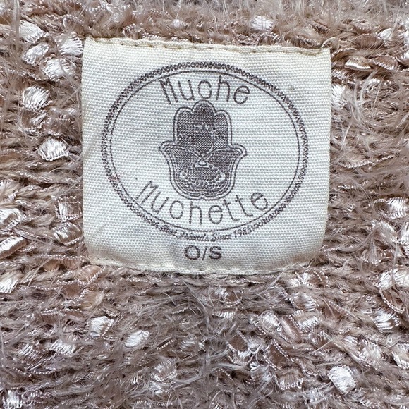 Muche & Muchette Opa Bouclé Fringe Cardigan Shawl Metallic Rose Gold One Size - Picture 12 of 14